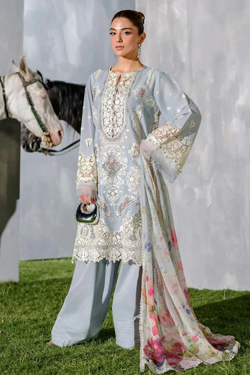 lawn 3pc- L38-  Ice Blue