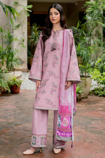lawn 3pc- L04- Pastel pink