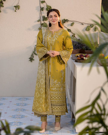lawn 3pc- L11-mustard yellow