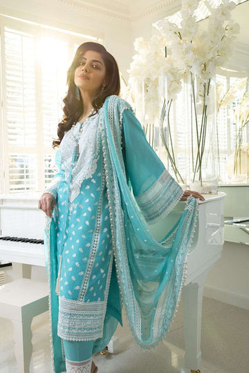 lawn 3pc- L13-  turquoise blue