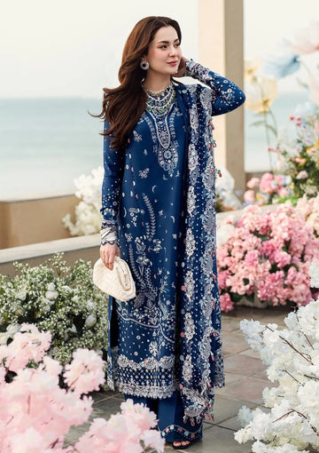 lawn 3pc- L07- Navy Blue
